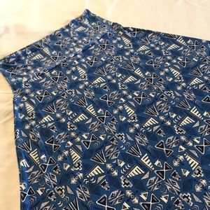 Denim blue geometric pattern LuLaRoe Maxi Skirt XL